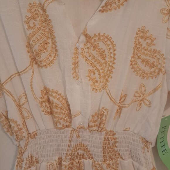 NWT Anthropologie Kindred Petite Women's Maxi Dress White Embroidery Size PL - Picture 12 of 16